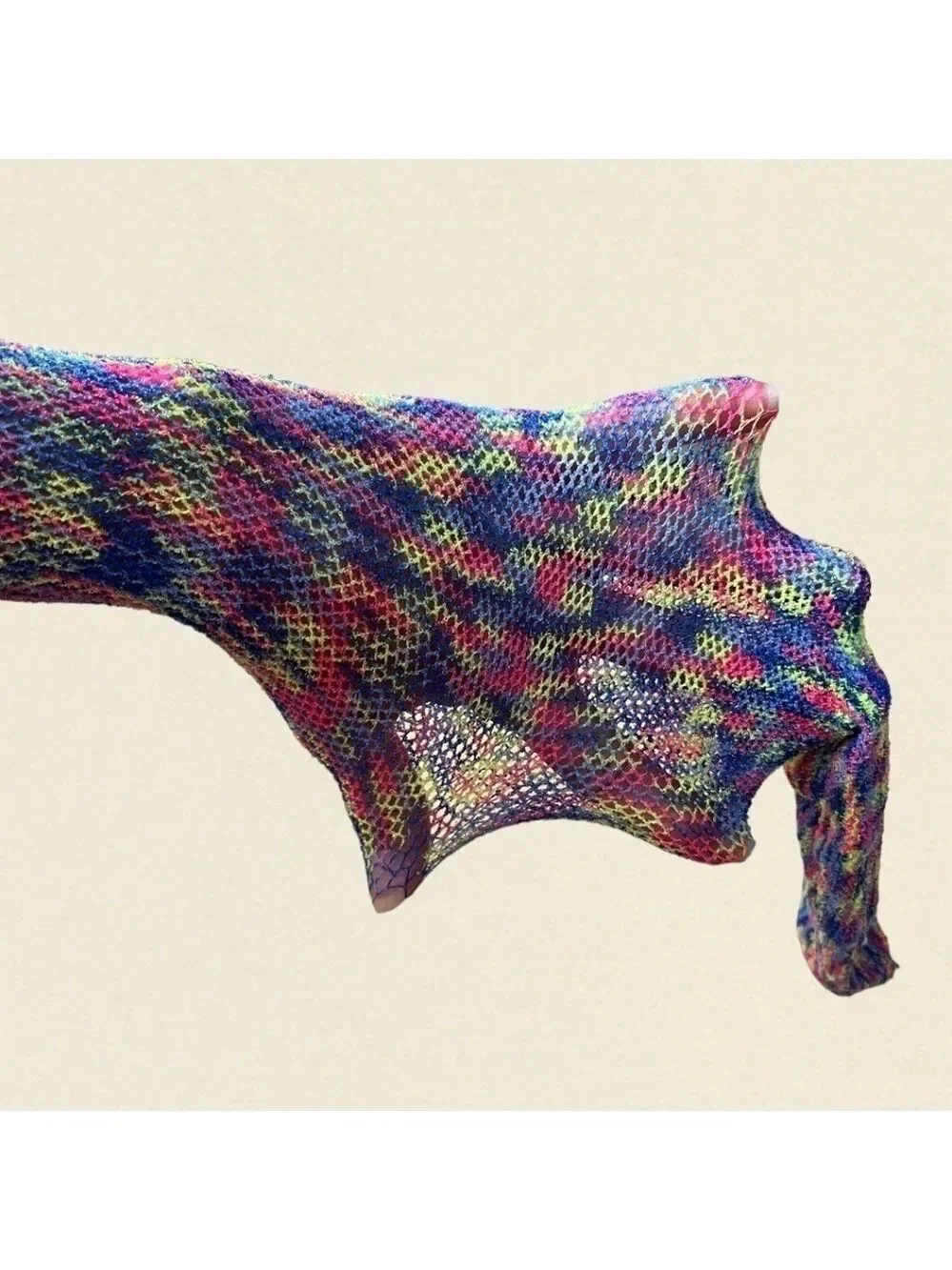 NWT Multicolor Neon Mesh Fishnet-Style Tights Pantyhose Hosiery Stockings-S/M